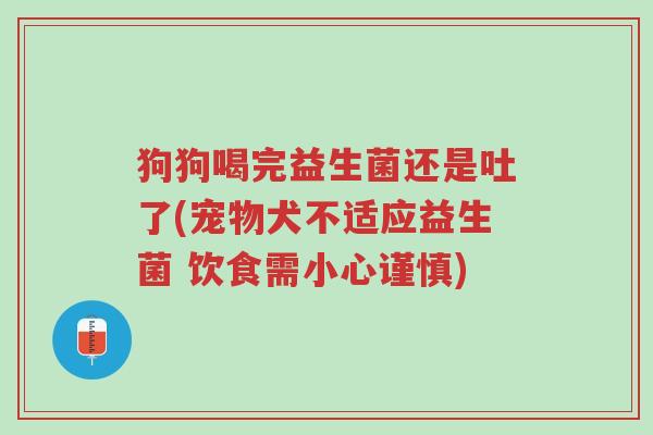 狗狗喝完益生菌还是吐了(宠物犬不适应益生菌 饮食需小心谨慎)-第1张图片-超越 狗狗喝完益生菌还是吐了(宠物犬不适应益生菌 饮食需小心谨慎)-第1张图片-超越
