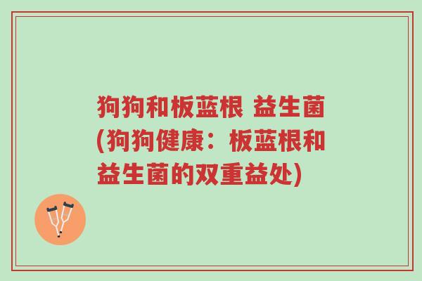 狗狗和板蓝根 益生菌(狗狗健康:板蓝根和益生菌的双重益处)-第1张图片-超越 狗狗和板蓝根 益生菌(狗狗健康:板蓝根和益生菌的双重益处)-第1张图片-超越