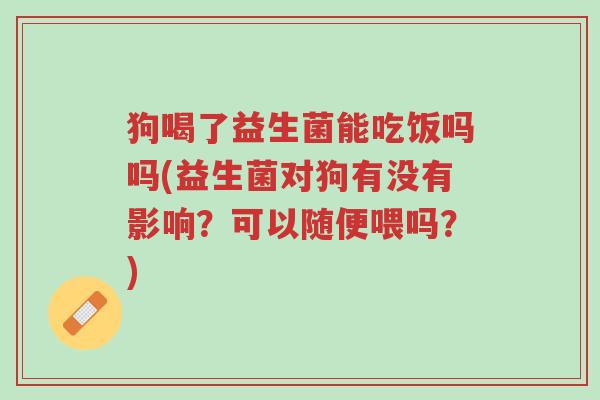 狗喝了益生菌能吃饭吗吗(益生菌对狗有没有影响?可以随便喂吗?)-第1张图片-超越 狗喝了益生菌能吃饭吗吗(益生菌对狗有没有影响?可以随便喂吗?)-第1张图片-超越