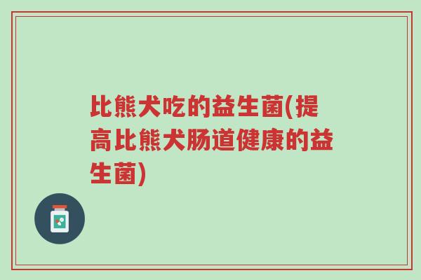 比熊犬吃的益生菌(提高比熊犬肠道健康的益生菌)-第1张图片-超越 比熊犬吃的益生菌(提高比熊犬肠道健康的益生菌)-第1张图片-超越