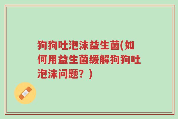 狗狗吐泡沫益生菌(如何用益生菌缓解狗狗吐泡沫问题?)-第1张图片-超越 狗狗吐泡沫益生菌(如何用益生菌缓解狗狗吐泡沫问题?)-第1张图片-超越