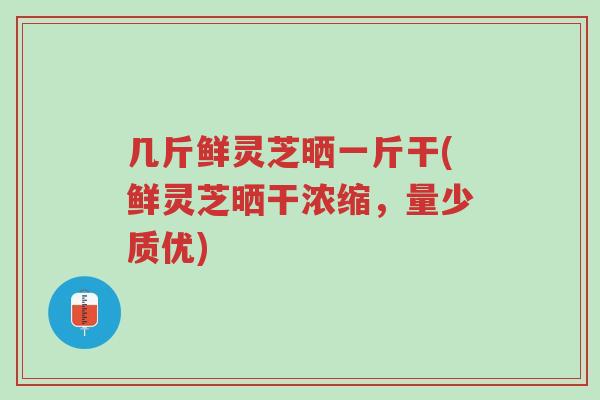 几斤鲜灵芝晒一斤干(鲜灵芝晒干浓缩,量少质优)-第1张图片-超越 几斤鲜灵芝晒一斤干(鲜灵芝晒干浓缩,量少质优)-第1张图片-超越