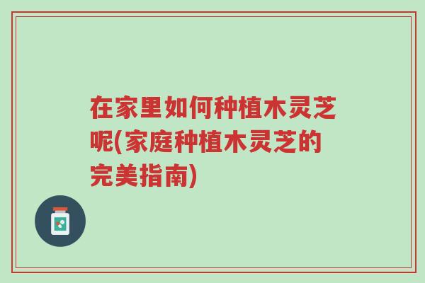 在家里如何种植木灵芝呢(家庭种植木灵芝的完美指南)-第1张图片-超越 在家里如何种植木灵芝呢(家庭种植木灵芝的完美指南)-第1张图片-超越