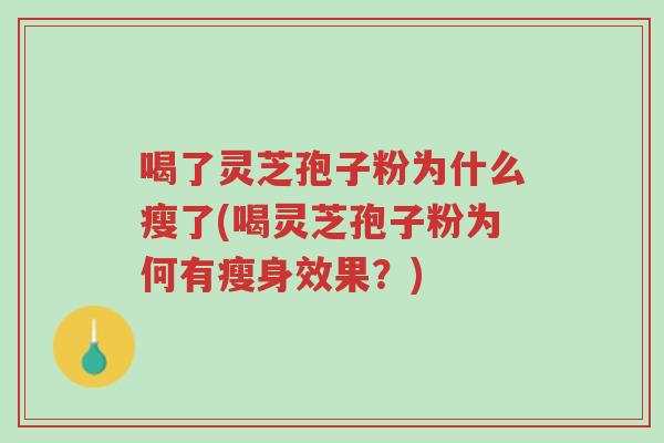喝了灵芝孢子粉为什么瘦了(喝灵芝孢子粉为何有瘦身效果？)-第1张图片-超越