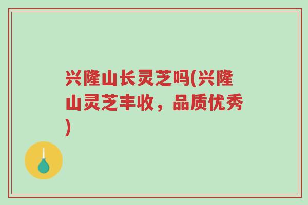 兴隆山长灵芝吗(兴隆山灵芝丰收,品质优秀)-第1张图片-超越 兴隆山长灵芝吗(兴隆山灵芝丰收,品质优秀)-第1张图片-超越