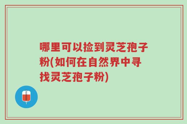 哪里可以捡到灵芝孢子粉(如何在自然界中寻找灵芝孢子粉)-第1张图片-超越 哪里可以捡到灵芝孢子粉(如何在自然界中寻找灵芝孢子粉)-第1张图片-超越