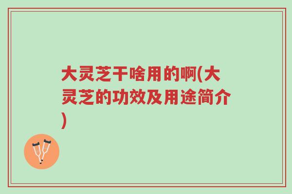大灵芝干啥用的啊(大灵芝的功效及用途简介)-第1张图片-超越 大灵芝干啥用的啊(大灵芝的功效及用途简介)-第1张图片-超越