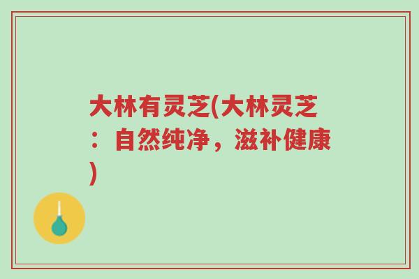 大林有灵芝(大林灵芝:自然纯净,滋补健康)-第1张图片-超越 大林有灵芝(大林灵芝:自然纯净,滋补健康)-第1张图片-超越