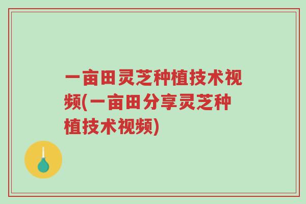 一亩田灵芝种植技术视频(一亩田分享灵芝种植技术视频)-第1张图片-超越 一亩田灵芝种植技术视频(一亩田分享灵芝种植技术视频)-第1张图片-超越