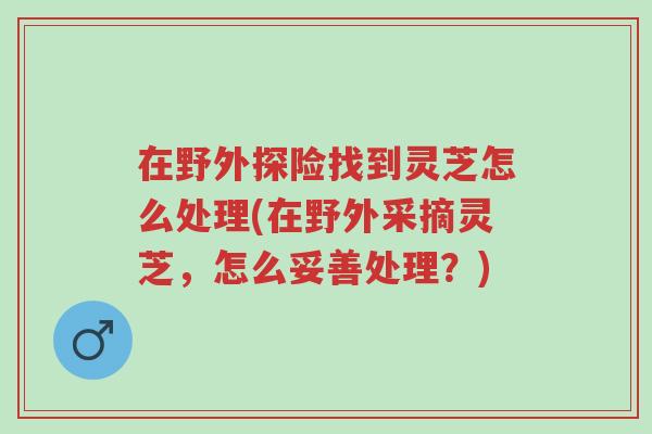 在野外探险找到灵芝怎么处理(在野外采摘灵芝,怎么妥善处理?)-第1张图片-超越 在野外探险找到灵芝怎么处理(在野外采摘灵芝,怎么妥善处理?)-第1张图片-超越
