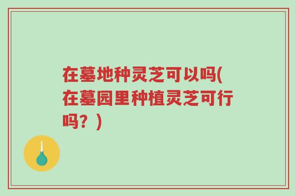 在墓地种灵芝可以吗(在墓园里种植灵芝可行吗?)-第1张图片-超越 在墓地种灵芝可以吗(在墓园里种植灵芝可行吗?)-第1张图片-超越