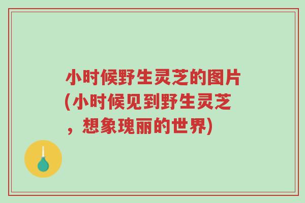 小时候野生灵芝的图片(小时候见到野生灵芝，想象瑰丽的世界)-第1张图片-超越