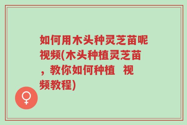 如何用木头种灵芝苗呢视频(木头种植灵芝苗,教你如何种植 视频教程)-第1张图片-超越 如何用木头种灵芝苗呢视频(木头种植灵芝苗,教你如何种植 视频教程)-第1张图片-超越