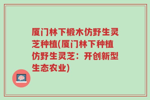 厦门林下椴木仿野生灵芝种植(厦门林下种植仿野生灵芝:开创新型生态农业)-第1张图片-超越 厦门林下椴木仿野生灵芝种植(厦门林下种植仿野生灵芝:开创新型生态农业)-第1张图片-超越
