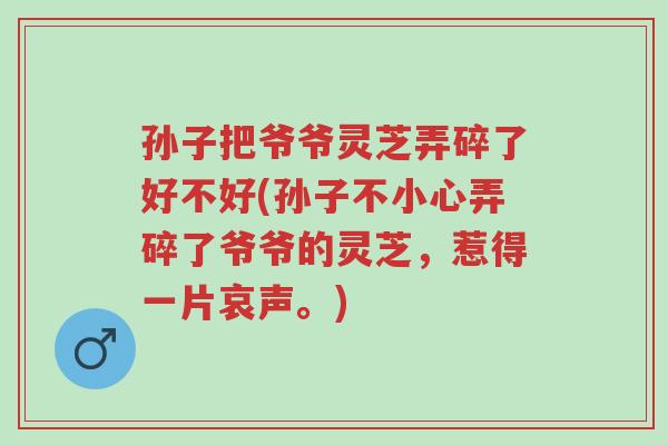 孙子把爷爷灵芝弄碎了好不好(孙子不小心弄碎了爷爷的灵芝,惹得一片哀声。)-第1张图片-超越 孙子把爷爷灵芝弄碎了好不好(孙子不小心弄碎了爷爷的灵芝,惹得一片哀声。)-第1张图片-超越
