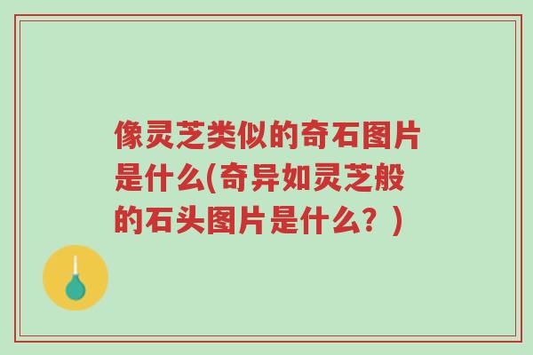 像灵芝类似的奇石图片是什么(奇异如灵芝般的石头图片是什么？)-第1张图片-超越