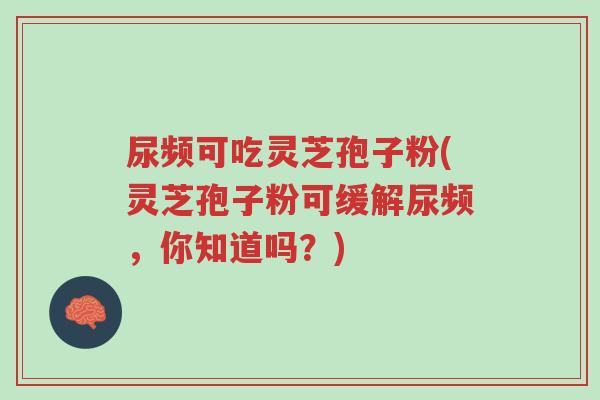 尿频可吃灵芝孢子粉(灵芝孢子粉可缓解尿频,你知道吗?)-第1张图片-超越 尿频可吃灵芝孢子粉(灵芝孢子粉可缓解尿频,你知道吗?)-第1张图片-超越