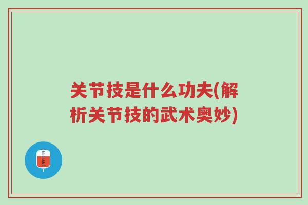 关节技是什么功夫(解析关节技的武术奥妙)-第1张图片-超越