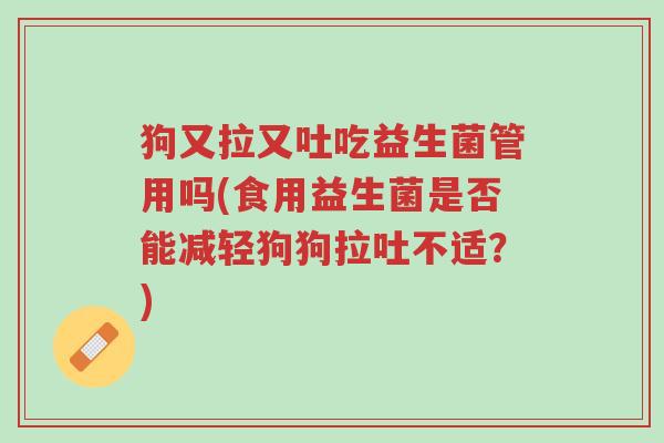 狗又拉又吐吃益生菌管用吗(食用益生菌是否能减轻狗狗拉吐不适？)-第1张图片-超越