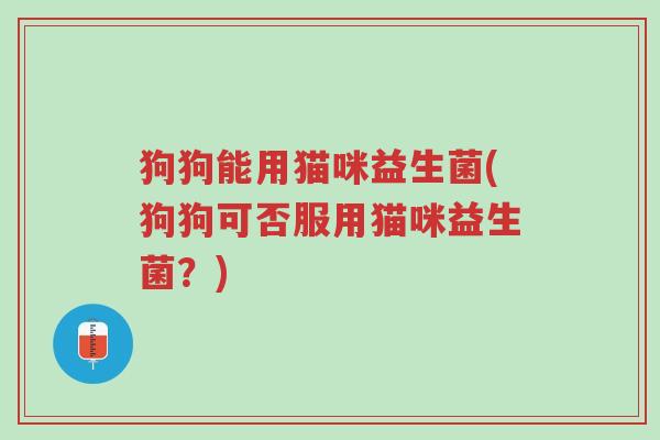 狗狗能用猫咪益生菌(狗狗可否服用猫咪益生菌？)-第1张图片-超越