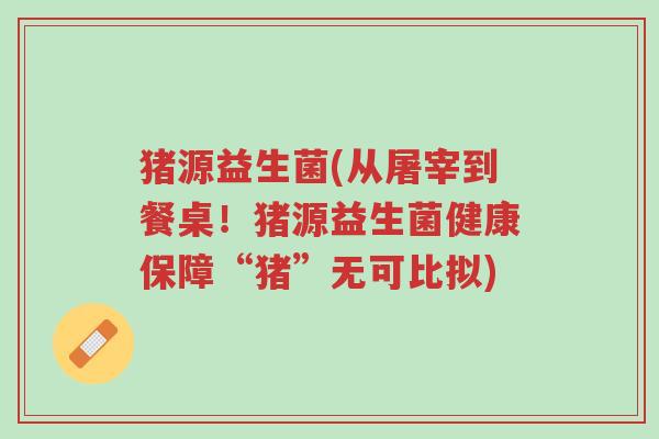 猪源益生菌(从屠宰到餐桌!猪源益生菌健康保障“猪”无可比拟)-第1张图片-超越 猪源益生菌(从屠宰到餐桌!猪源益生菌健康保障“猪”无可比拟)-第1张图片-超越