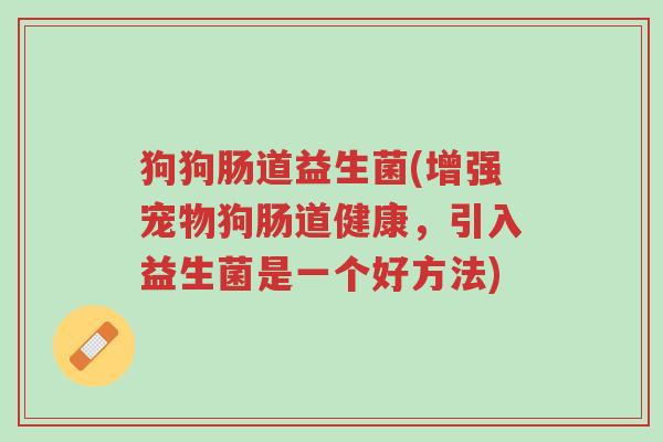 狗狗肠道益生菌(增强宠物狗肠道健康,引入益生菌是一个好方法)-第1张图片-超越 狗狗肠道益生菌(增强宠物狗肠道健康,引入益生菌是一个好方法)-第1张图片-超越