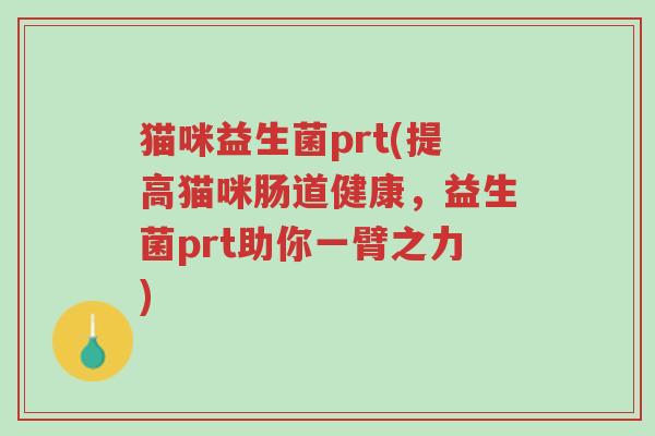 猫咪益生菌prt(提高猫咪肠道健康,益生菌prt助你一臂之力)-第1张图片-超越 猫咪益生菌prt(提高猫咪肠道健康,益生菌prt助你一臂之力)-第1张图片-超越