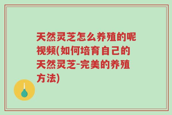 天然灵芝怎么养殖的呢视频(如何培育自己的天然灵芝-完美的养殖方法)-第1张图片-超越