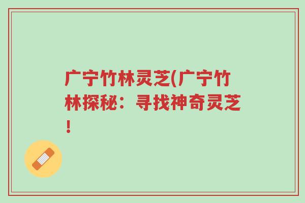 广宁竹林灵芝(广宁竹林探秘:寻找神奇灵芝!-第1张图片-超越 广宁竹林灵芝(广宁竹林探秘:寻找神奇灵芝!-第1张图片-超越