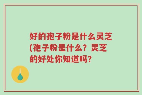 好的孢子粉是什么灵芝(孢子粉是什么?灵芝的好处你知道吗?-第1张图片-超越 好的孢子粉是什么灵芝(孢子粉是什么?灵芝的好处你知道吗?-第1张图片-超越