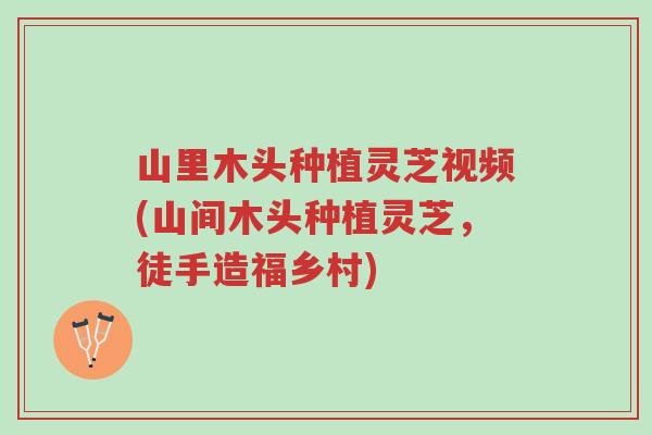 山里木头种植灵芝视频(山间木头种植灵芝,徒手造福乡村)-第1张图片-超越 山里木头种植灵芝视频(山间木头种植灵芝,徒手造福乡村)-第1张图片-超越
