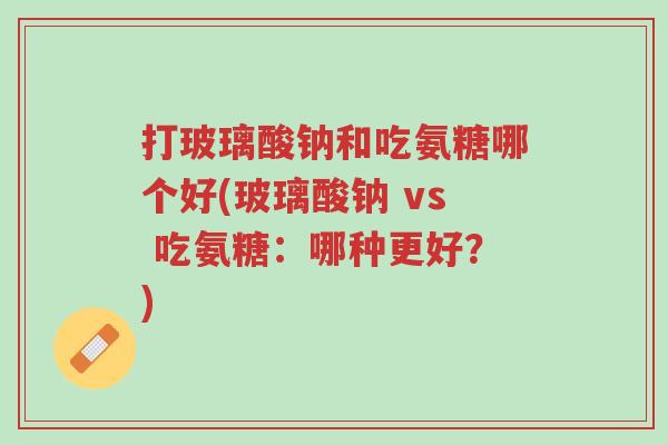 打玻璃酸钠和吃氨糖哪个好(玻璃酸钠 vs 吃氨糖:哪种更好?)-第1张图片-超越 打玻璃酸钠和吃氨糖哪个好(玻璃酸钠 vs 吃氨糖:哪种更好?)-第1张图片-超越