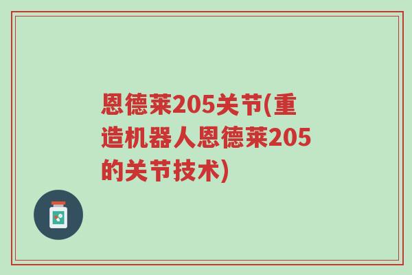 恩德莱205关节(重造机器人恩德莱205的关节技术)-第1张图片-超越 恩德莱205关节(重造机器人恩德莱205的关节技术)-第1张图片-超越