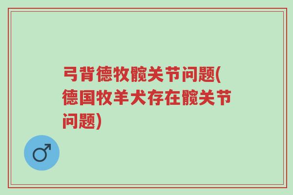弓背德牧髋关节问题(德国牧羊犬存在髋关节问题)-第1张图片-超越 弓背德牧髋关节问题(德国牧羊犬存在髋关节问题)-第1张图片-超越