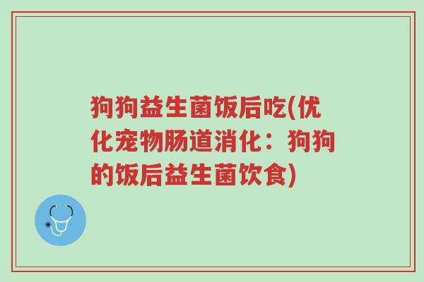 狗狗益生菌饭后吃(优化宠物肠道消化:狗狗的饭后益生菌饮食)-第1张图片-超越 狗狗益生菌饭后吃(优化宠物肠道消化:狗狗的饭后益生菌饮食)-第1张图片-超越