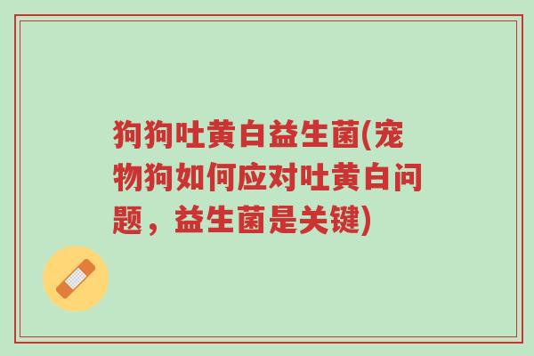 狗狗吐黄白益生菌(宠物狗如何应对吐黄白问题,益生菌是关键)-第1张图片-超越 狗狗吐黄白益生菌(宠物狗如何应对吐黄白问题,益生菌是关键)-第1张图片-超越