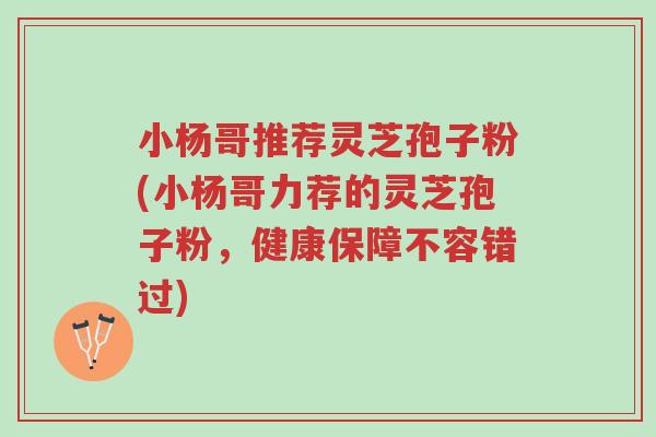 小杨哥推荐灵芝孢子粉(小杨哥力荐的灵芝孢子粉,健康保障不容错过)-第1张图片-超越 小杨哥推荐灵芝孢子粉(小杨哥力荐的灵芝孢子粉,健康保障不容错过)-第1张图片-超越