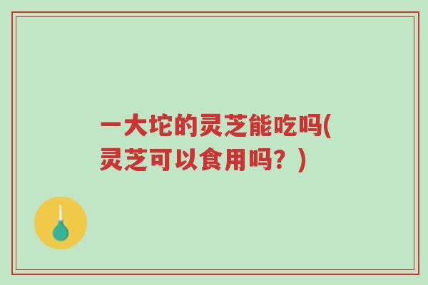 一大坨的灵芝能吃吗(灵芝可以食用吗?)-第1张图片-超越 一大坨的灵芝能吃吗(灵芝可以食用吗?)-第1张图片-超越