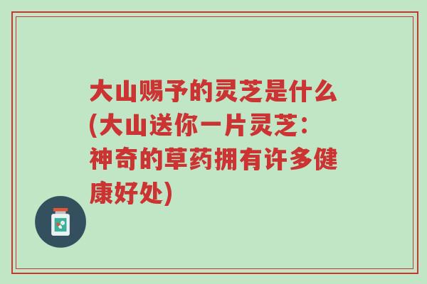 大山赐予的灵芝是什么(大山送你一片灵芝:神奇的草药拥有许多健康好处)-第1张图片-超越 大山赐予的灵芝是什么(大山送你一片灵芝:神奇的草药拥有许多健康好处)-第1张图片-超越