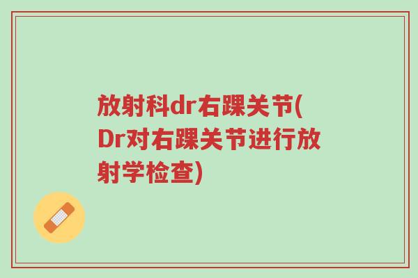 放射科dr右踝关节(Dr对右踝关节进行放射学检查)-第1张图片-超越 放射科dr右踝关节(Dr对右踝关节进行放射学检查)-第1张图片-超越