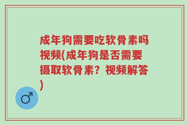 成年狗需要吃软骨素吗视频(成年狗是否需要摄取软骨素?视频解答)-第1张图片-超越 成年狗需要吃软骨素吗视频(成年狗是否需要摄取软骨素?视频解答)-第1张图片-超越