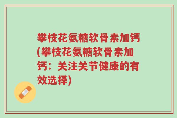 攀枝花氨糖软骨素加钙(攀枝花氨糖软骨素加钙:关注关节健康的有效选择)-第1张图片-超越 攀枝花氨糖软骨素加钙(攀枝花氨糖软骨素加钙:关注关节健康的有效选择)-第1张图片-超越