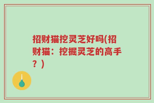 招财猫挖灵芝好吗(招财猫:挖掘灵芝的高手?)-第1张图片-超越 招财猫挖灵芝好吗(招财猫:挖掘灵芝的高手?)-第1张图片-超越