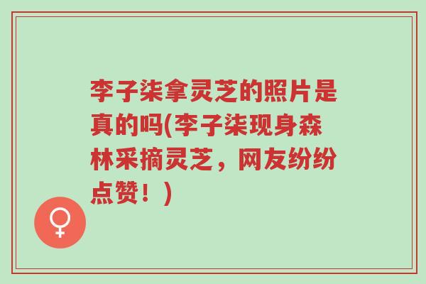 李子柒拿灵芝的照片是真的吗(李子柒现身森林采摘灵芝,网友纷纷点赞!)-第1张图片-超越 李子柒拿灵芝的照片是真的吗(李子柒现身森林采摘灵芝,网友纷纷点赞!)-第1张图片-超越