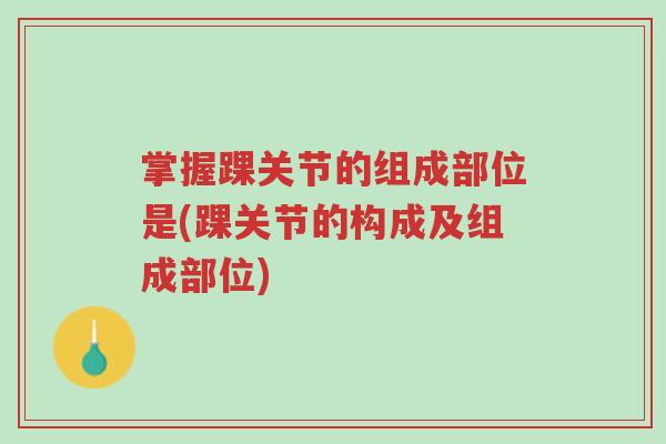 掌握踝关节的组成部位是(踝关节的构成及组成部位)-第1张图片-超越 掌握踝关节的组成部位是(踝关节的构成及组成部位)-第1张图片-超越