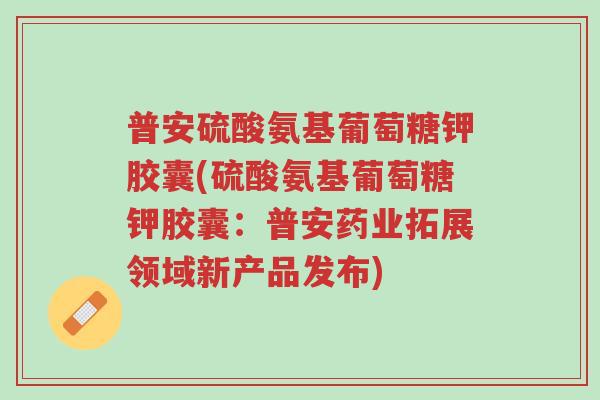 普安硫酸氨基葡萄糖钾胶囊(硫酸氨基葡萄糖钾胶囊:普安药业拓展领域新产品发布)-第1张图片-超越 普安硫酸氨基葡萄糖钾胶囊(硫酸氨基葡萄糖钾胶囊:普安药业拓展领域新产品发布)-第1张图片-超越