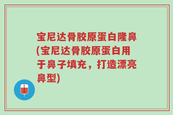 宝尼达骨胶原蛋白隆鼻(宝尼达骨胶原蛋白用于鼻子填充,打造漂亮鼻型)-第1张图片-超越 宝尼达骨胶原蛋白隆鼻(宝尼达骨胶原蛋白用于鼻子填充,打造漂亮鼻型)-第1张图片-超越