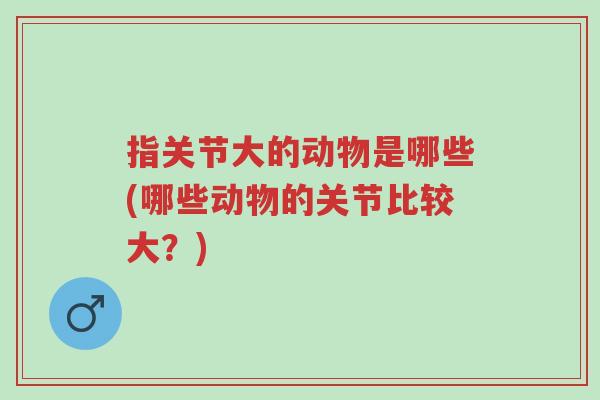 指关节大的动物是哪些(哪些动物的关节比较大?)-第1张图片-超越 指关节大的动物是哪些(哪些动物的关节比较大?)-第1张图片-超越