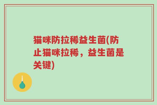 猫咪防拉稀益生菌(防止猫咪拉稀,益生菌是关键)-第1张图片-超越 猫咪防拉稀益生菌(防止猫咪拉稀,益生菌是关键)-第1张图片-超越