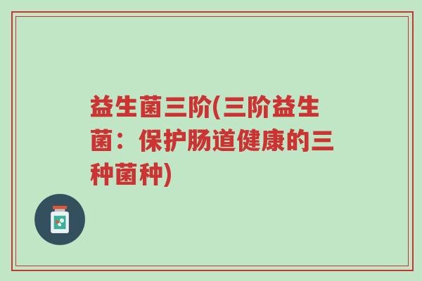 益生菌三阶(三阶益生菌:保护肠道健康的三种菌种)-第1张图片-超越 益生菌三阶(三阶益生菌:保护肠道健康的三种菌种)-第1张图片-超越